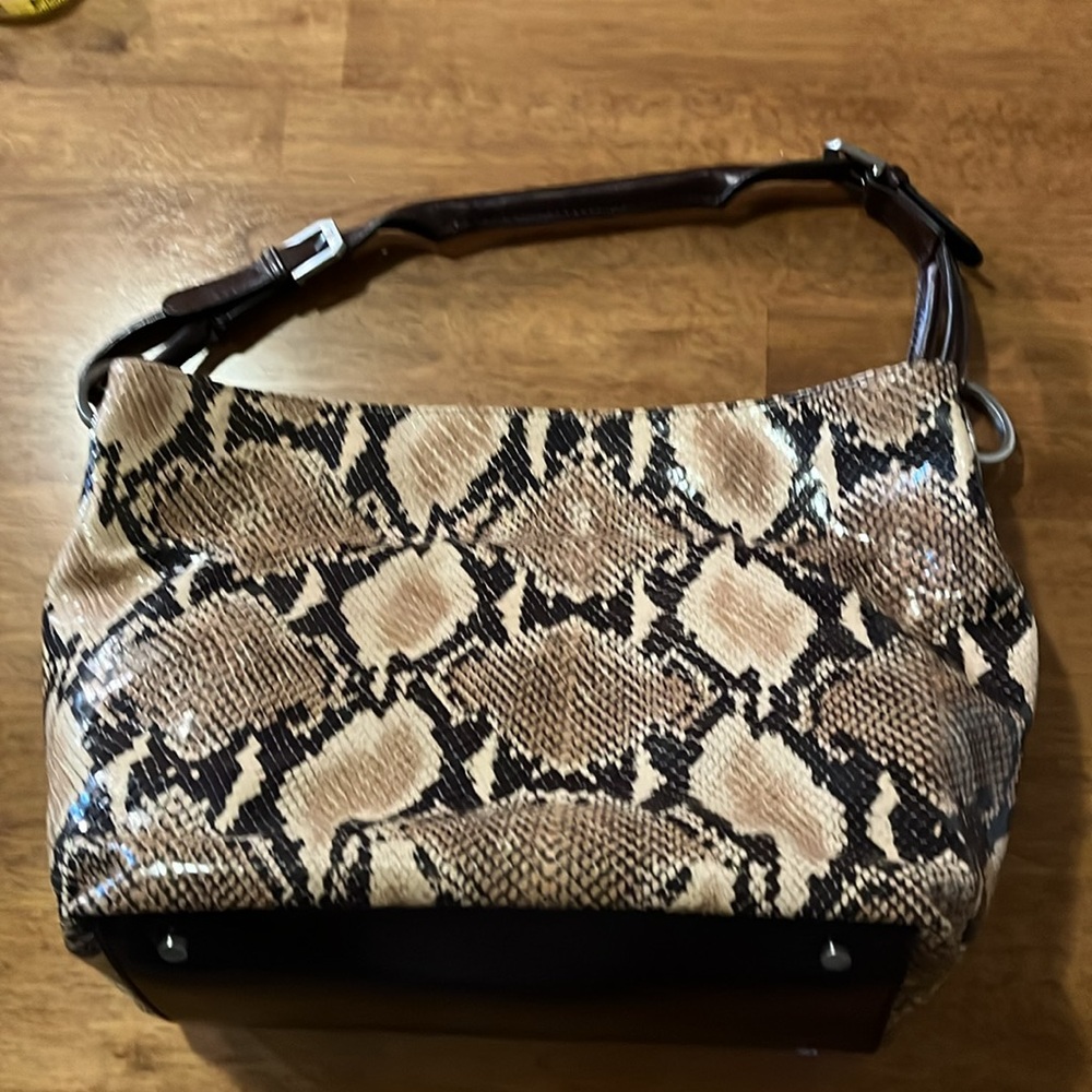 Adrienne Vittadini 100% Leather Snakeskin Print Shoulder Bag